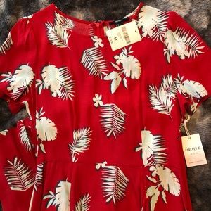 Forever 21 Red Palm Leaf Dress